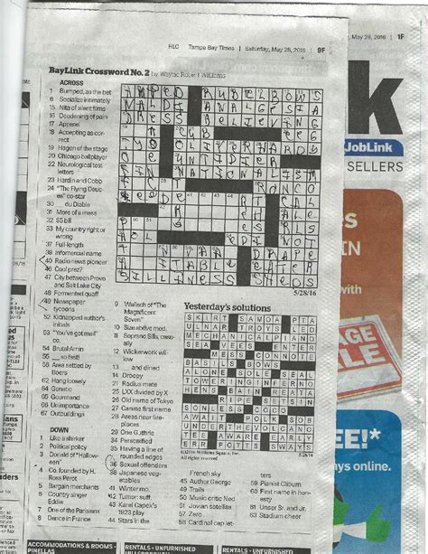 tampa bay times crossword